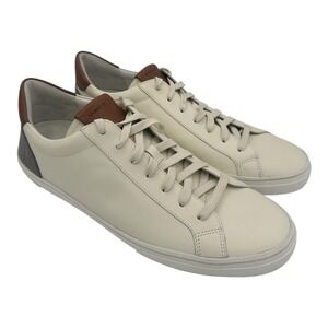 Vince Parker Shoes Mens Sz 11 White Brown Leather Lace Up Sneakers‎ Low Casual